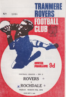 Tranmere Rovers v Rochdale Match Programme 1970-03-27